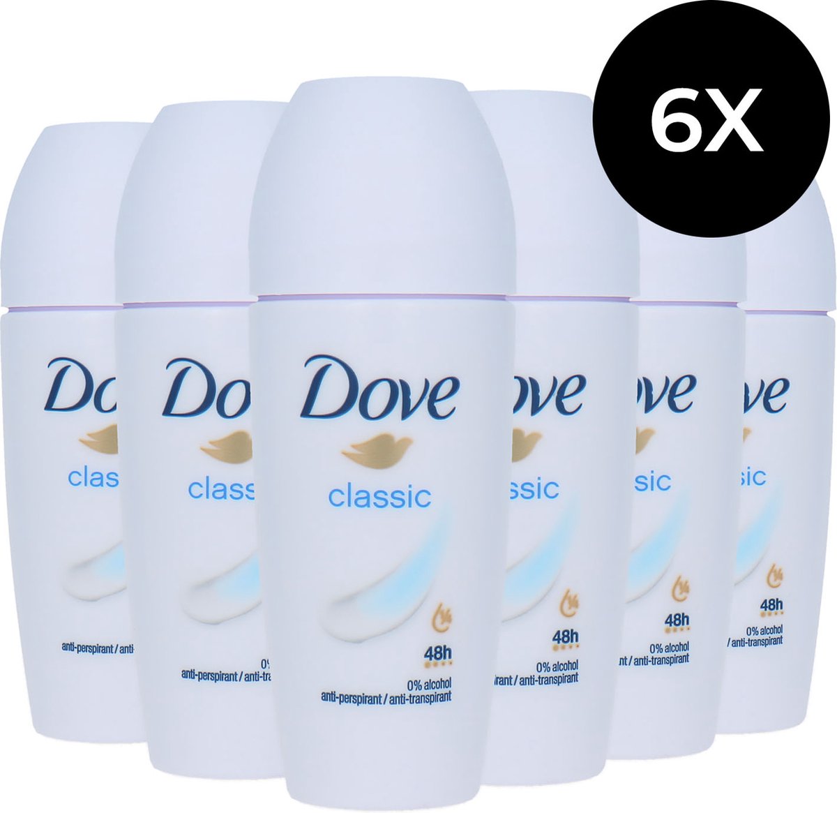 Goedkoopste Dove Classic Deo Roller - 6 x 50 ml