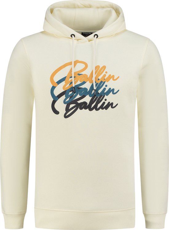 Ballin Amsterdam - Heren Regular fit Sweaters Hoodie LS - Ecru - Maat S