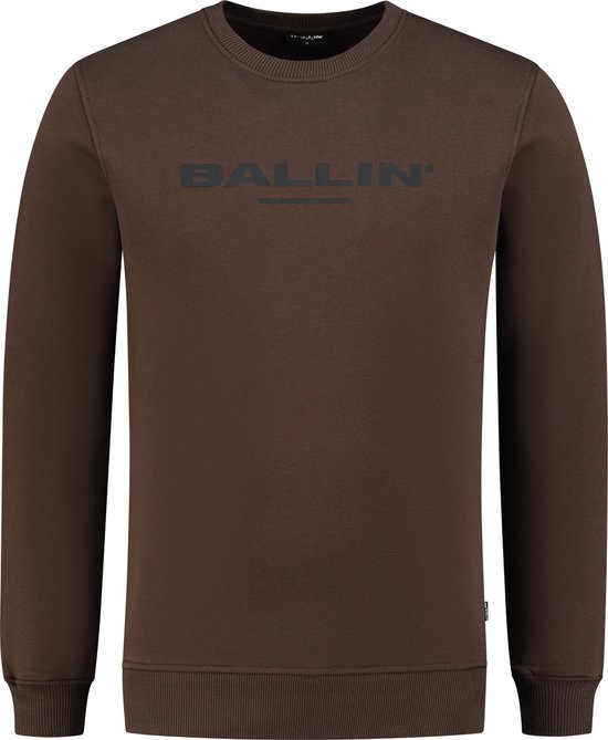 Ballin Amsterdam - Heren Regular fit Sweaters Crewneck LS - Brown - Maat S