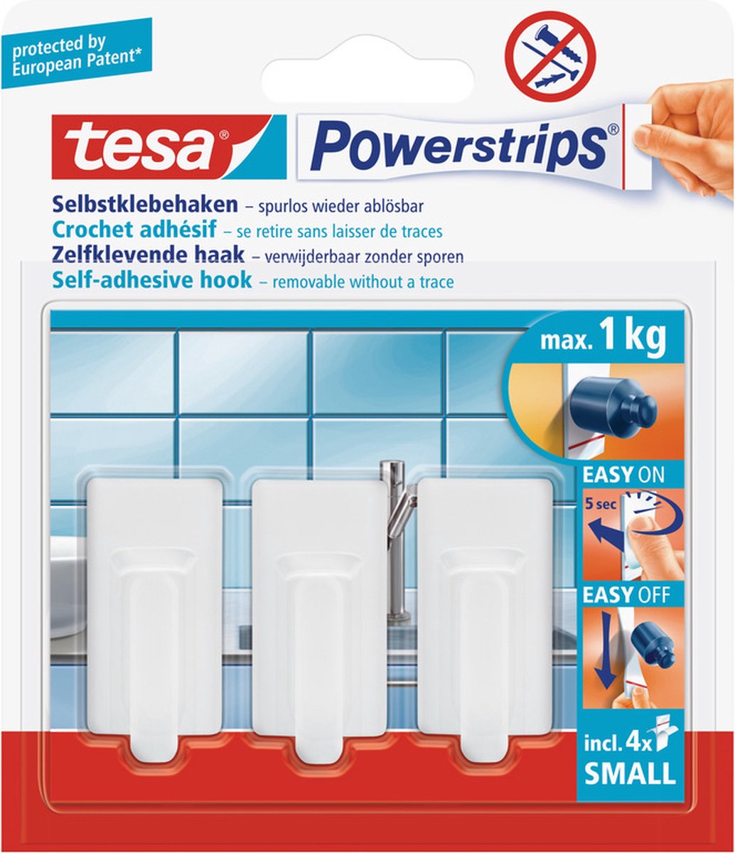 Tesa Powerstrips Haken Small - Wit - 3 Stuks - Tesa