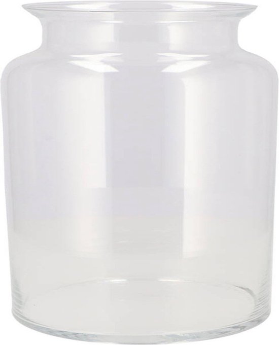 DK Design Bloemenvaas melkbus fles model Milky - transparant glas - D19 x H19 cm - mondgeblazen