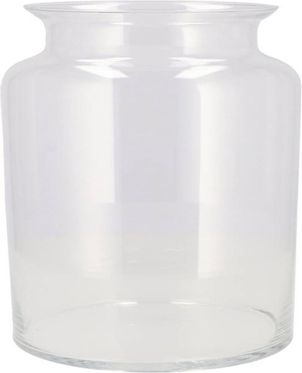 DK Design Bloemenvaas melkbus fles model Milky - transparant glas - 19 x 19 cm - mondgeblazen