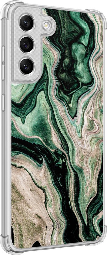 Coque antichoc Samsung Galaxy S21 FE - Marbre vert / Marbre - Vert - Coque rigide TPU Zwart - Marbre - Casimoda