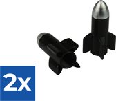 Vwp Ventieldop Set Raket Av Zwart/zilver 2 Stuks - Voordeelverpakking 2 stuks