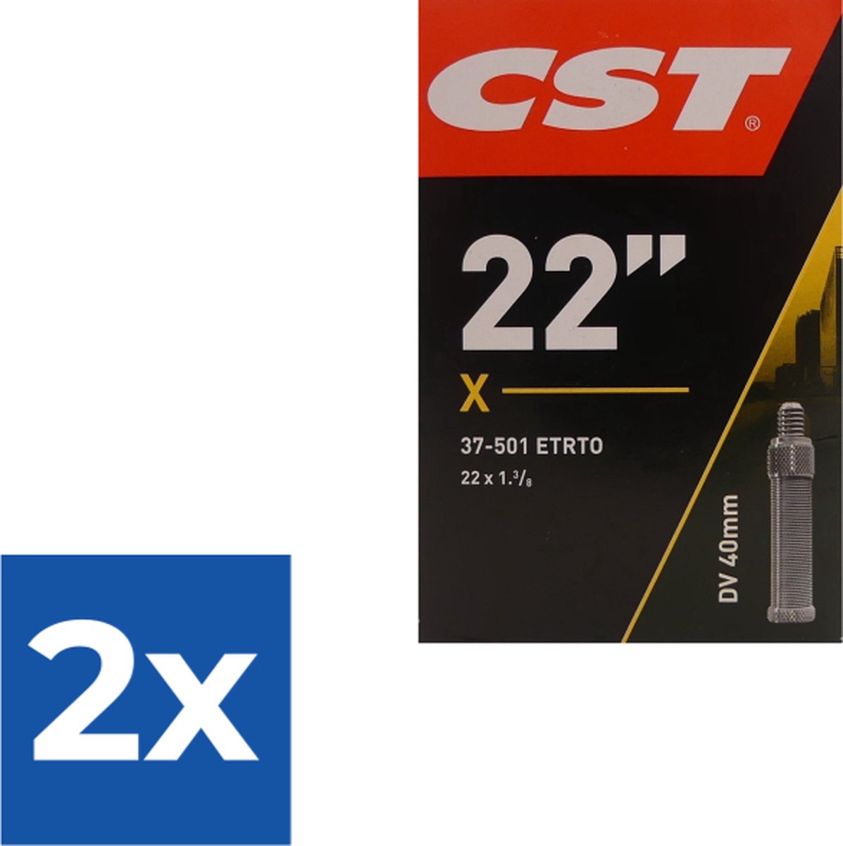 Cst Binnenband 22 X1 3/8 (37-501) Dv 40mm Zwart - Voordeelverpakking 2 stuks