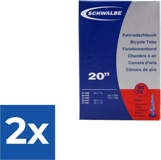 Schwalbe Binnenband 20 X 1 3/8-1 1/8 (28/37-438/451) Fv 40 Mm - Voordeelverpakking 2 stuks