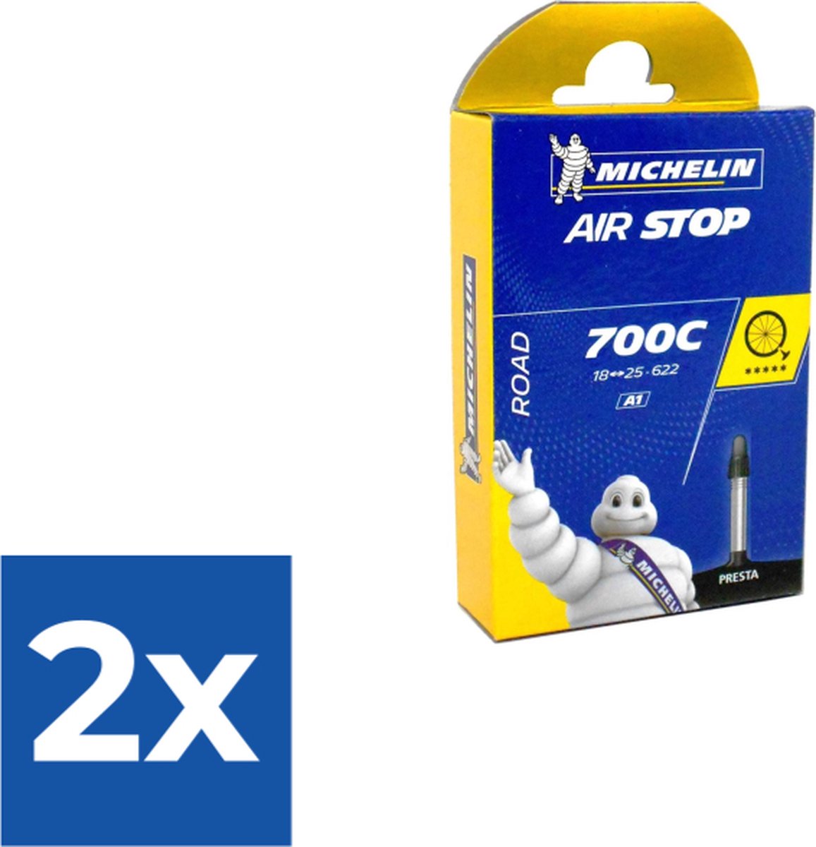 Michelin Binnenband Airstop A1 18/23-622 Inch Fv 40 Mm Zwart - Voordeelverpakking 2 stuks