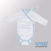 VIB® - Rompertje Luxe Katoen - 50% Mama + 50% Papa (Wit-Blauw) - Babykleertjes - Baby cadeau