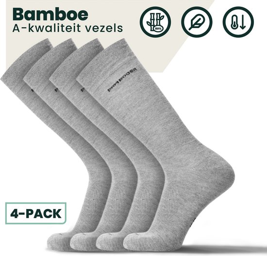 Bamboe Sokken | Anti-zweet Sokken | Naadloze Sokken | 4 Paar - Grijs | Maat: | Merk: Bamboosa