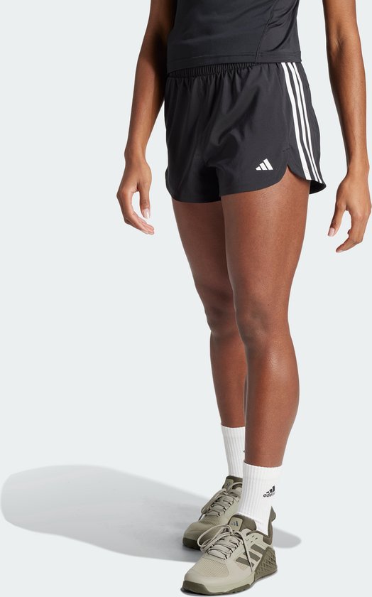 Short adidas Performance Pacer Training 3-Stripes tissé taille haute - Femme - Zwart- L 5"