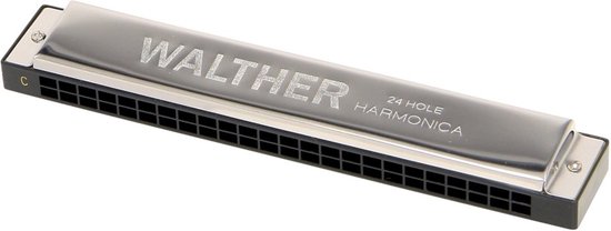 Walther Tremolo mondharmonica 24 gaten C - Prachtig ontwerp - chroom/zwart