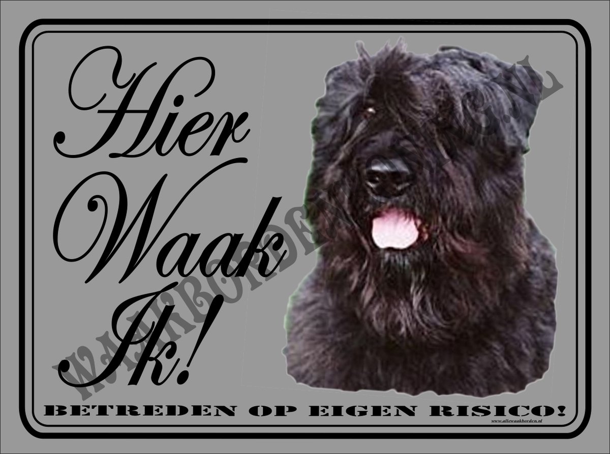 Bol.com Bouvier 114...15x20cm...ondergrond:geborsteld zilver...Hier waak ik!. aanbieding