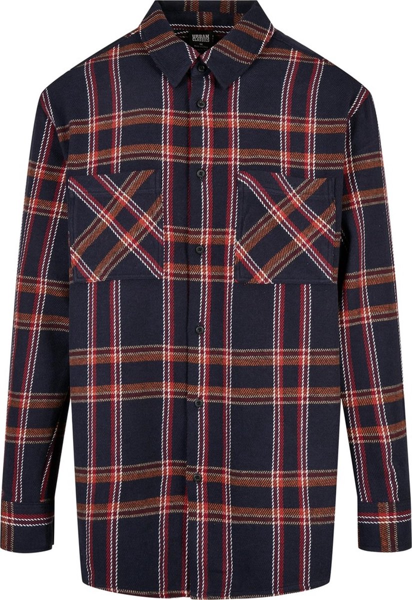 Urban Classics Heavy Long Oversized Checked Overhemd M Blauw