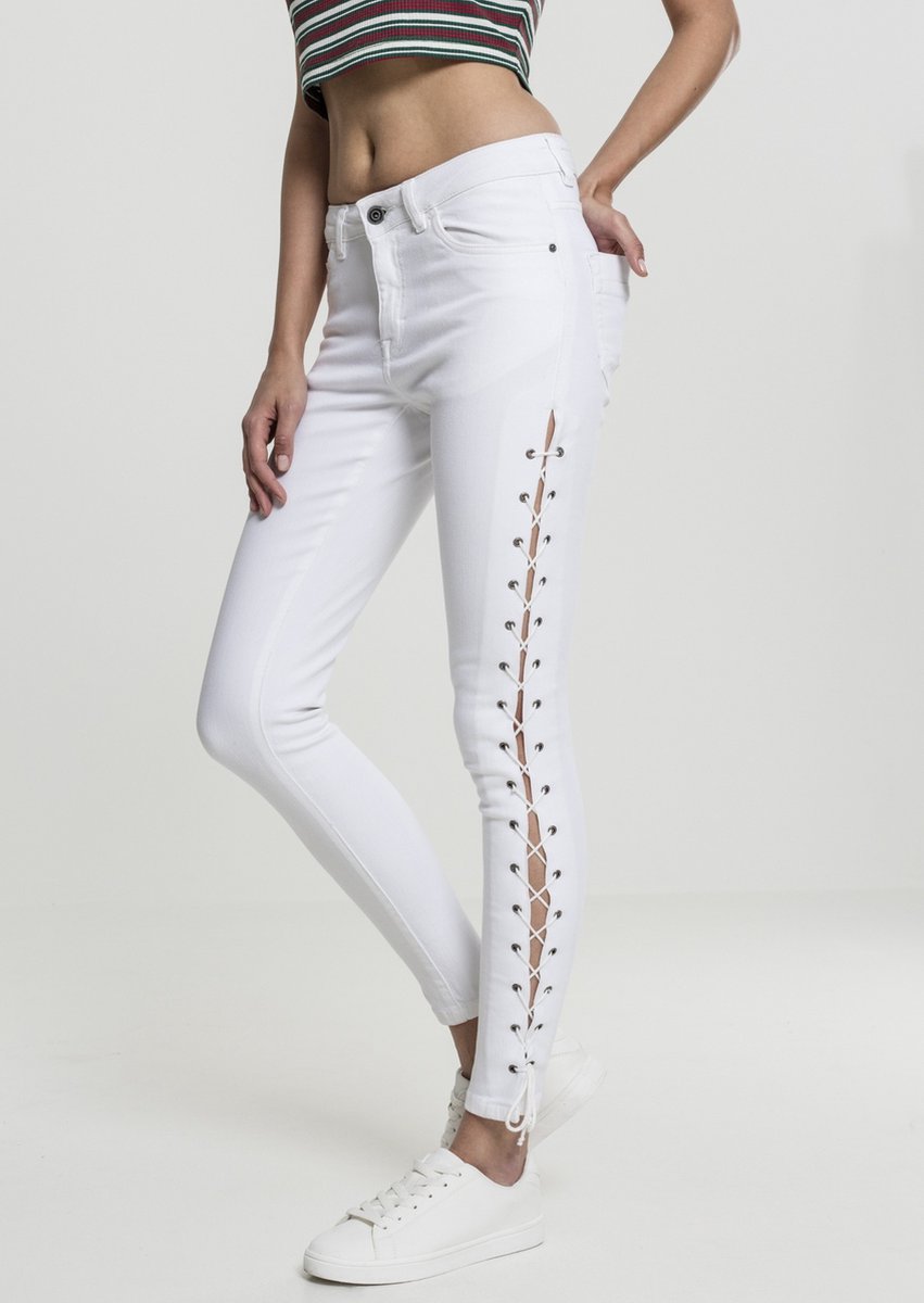 Urban Classics Lace Up Skinny jeans Taille 29 inch Grijs