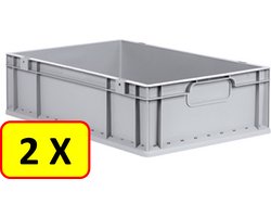 2 x Euronorm stapelbak transportkrat H17 - 60x40x17 cm - grijs