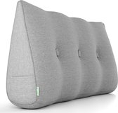 Comfortabel Rugkussen Bank en Bed 90cm - OEKO-TEX - Modern wigkussen bed met middelharde vulling - Perfect als leeskussen, wandkussen, rugleuning - Premium bed hoofdeinde gewatteerd