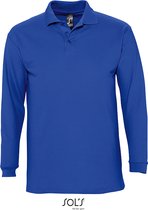 2 Pack SOLS Heren-Winter II Poloshirt met lange mouwen van Piqué katoen (Royal Blue) Maat XL