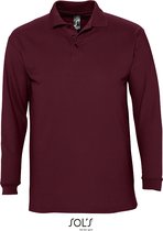 SOLS Heren-Winter II Poloshirt met lange mouwen van Piqué katoen (Bourgondië) Maat XL