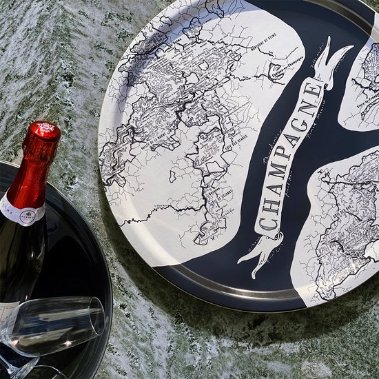 Dienblad - Champagne - Plattegrond - Wijnkaart - Tafel