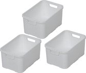 Mand in rotan design, 3-delige set, maat M (28,8 x 19,7 x 16,2), 10 l, BPA-vrije kunststof (polypropeen), wit, 3 stuks
