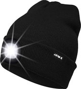 Muts met LED verlichting - Beanie Zwart - USB-oplaadbaar - 4 helder licht LED lampen - 3 standen - One-size - Unisex - Waterdicht - Black Friday 2023 - Kerstcadeau