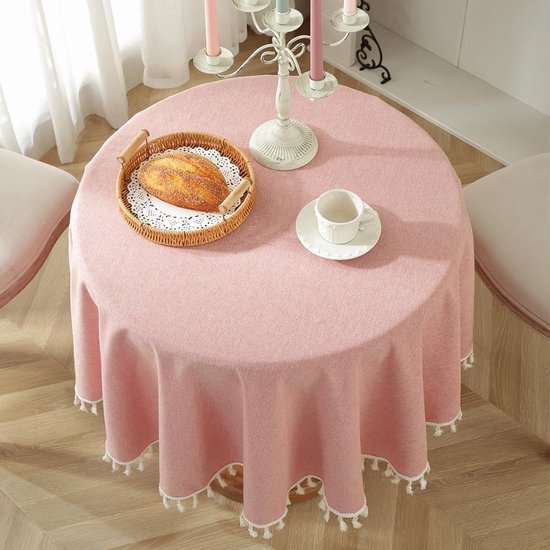 Rond tafelkleed linnenkatoen taupe, 150 cm