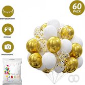 FeestmetJoep® 60 stuks ballonnen Goud & Wit – Verjaardag Versiering