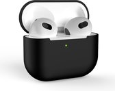 Hoesje in het Zwart geschikt voor Apple AirPods 3 - TCH - Beschermhoes - Siliconen - Case - Soft case