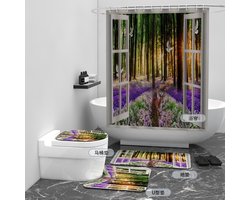 Floraweg Douchegordijn,Shower Curtain,badgordijn,badkamergordijn,Prachtig landschap in Wonderland,-topkwaliteit - digitale printen -Anti Schimmel - Inclusief 12 ringen -met 12 stuks douchegordijnhaken – Waterdicht -Wasbaar- Polyester - 180x200 cm