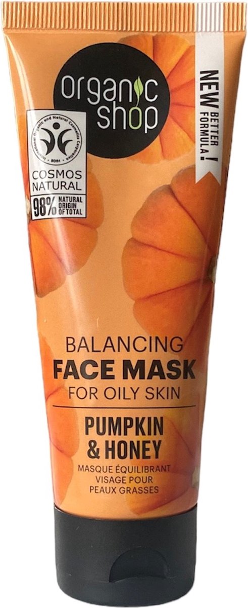 Organic Shop Organisch Balancing gezichtsmasker voor vette huid met pompoen en honing. 75 ml