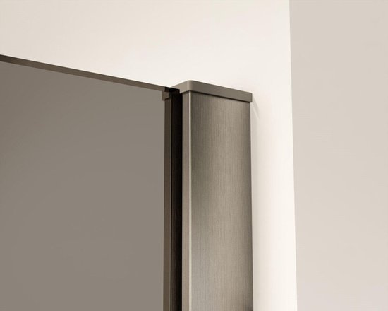 Douche à l'italienne Fortifura Galeria - 80x200cm - verre fumé - bras mural - PVD Gunmetal Brossé