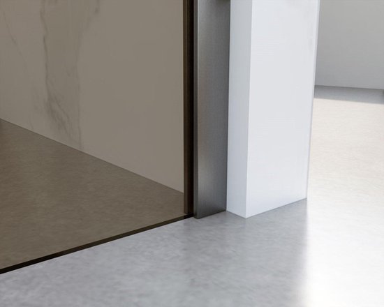 Douche à l'italienne Fortifura Galeria - 80x200cm - verre fumé - bras mural - PVD Gunmetal Brossé