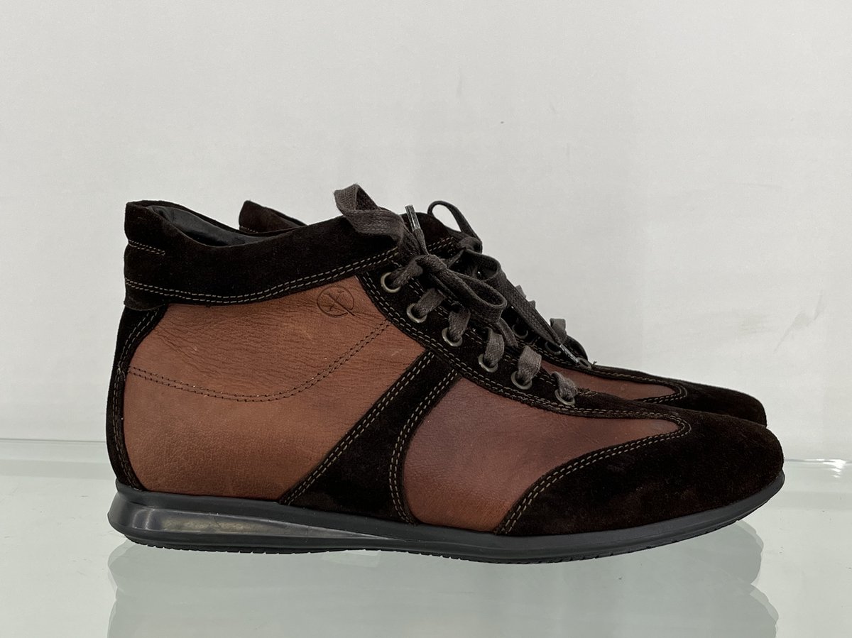 Ambiorix - Hoge Sneakers - Desulo - bruin leren cognac - Maat 44 - heren schoenen - veterschoenen