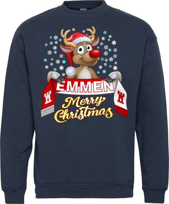 Kersttrui Emmen | Foute Kersttrui Dames Heren | Kerstcadeau | FC Emmen supporter | Navy | maat 128/140