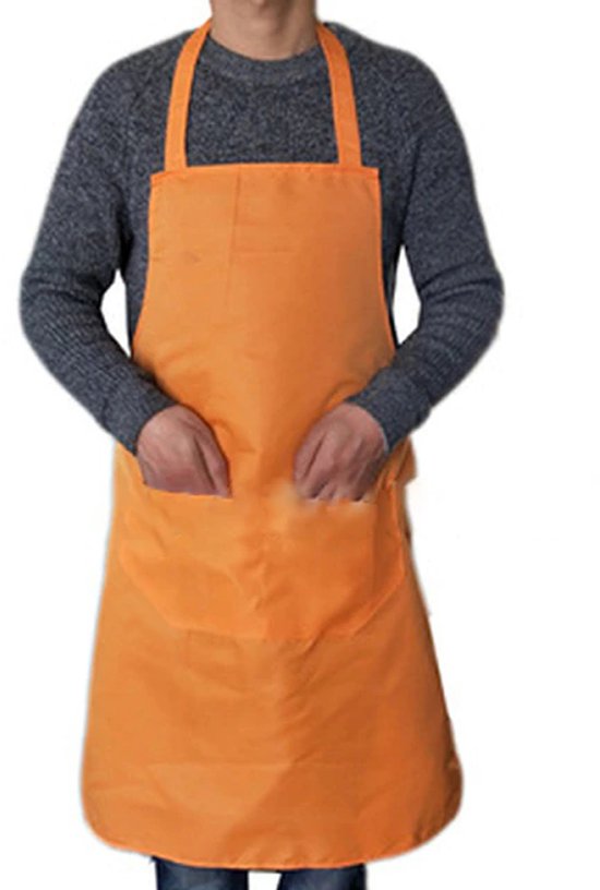 Budget économique | Tablier de cuisine | Cuisiner | Peinture | Tablier de peinture | Peinturer | Taille unique (circonférence maximale 100 cm) | Orange | 6.221