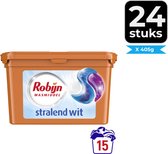 Robijn Wascapsules - 3-in-1 - Stralend Wit - 15 Stuks - Voordeelverpakking 24 stuks