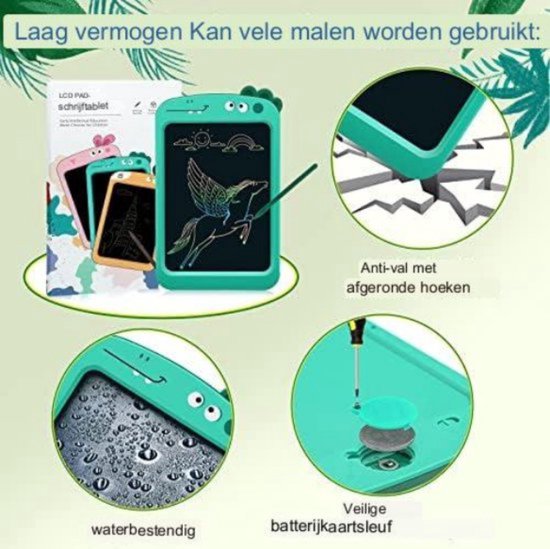 Tekentablet Kinderen Tekentablet Met Scherm Grafische Tablet Groen 8,5inch bol