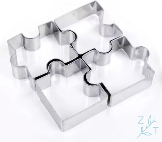 ZijTak - Puzzel uitsteekvorm - Uitsteker - Cookie cutter - Koekjes - Deeg - Fondant voor Cake - Kinderbrooduitsnijders - Gebak - Brood - Toast - Groenten - Fruit - - koekjes - 4 stuks