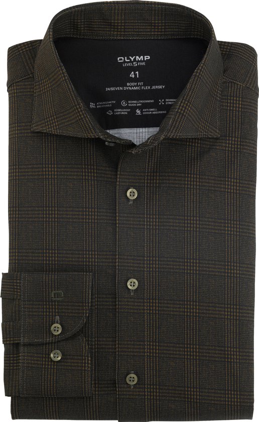 OLYMP Vrijetijdshemd voor heren, lange mouwen, casual, keperstof, 059 casual 22,01 kent-kraag, Marineblauw 18, L