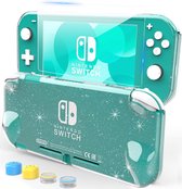 DiverseGoods Hoesje geschikt voor Nintendo Switch Lite, beschermende TPU-hoes geschikt voor Nintendo Switch Lite met Switch Lite schermbeschermer van gehard glas en duimstokdoppen (Clear Glitter)