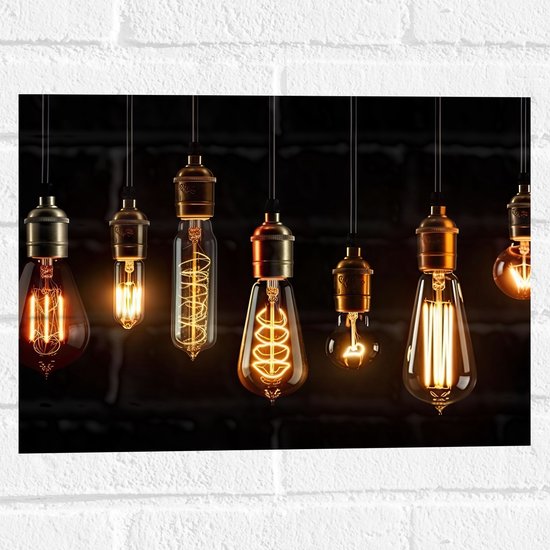 Muursticker - Lampen - Kleuren - Licht - 40x30 cm Foto op Muursticker