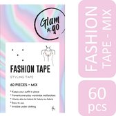 Glam & Go Fashion Tape MIX - 60 stuks - Dubbelzijdig - Transparant | styling tape - kleding tape - jurk tape - kledingtape - kledingtape dubbelzijdig - dress tape - fashiontape - fashion tape kleding