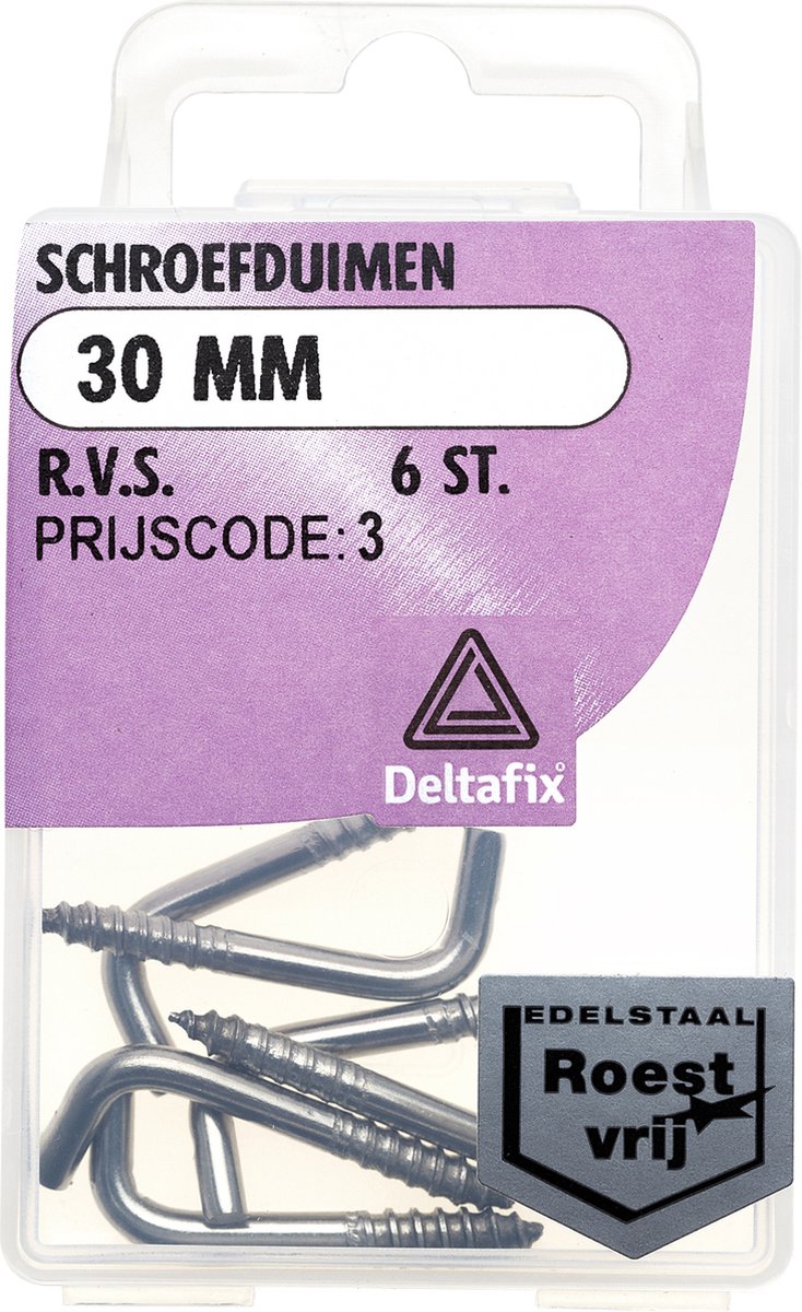 Deltafix schroefduim standaard r.v.s. a2 30 mm 6 st.