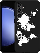 Cazy Hoesje Zwart geschikt voor Samsung Galaxy S23 FE World Map