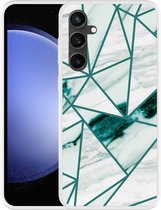 Cazy Hoesje geschikt voor Samsung Galaxy S23 FE Polygon Marmer Groen