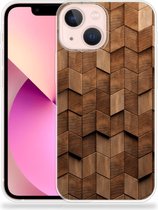 Bumper Hoesje Geschikt voor iPhone13 mini Wooden Cubes