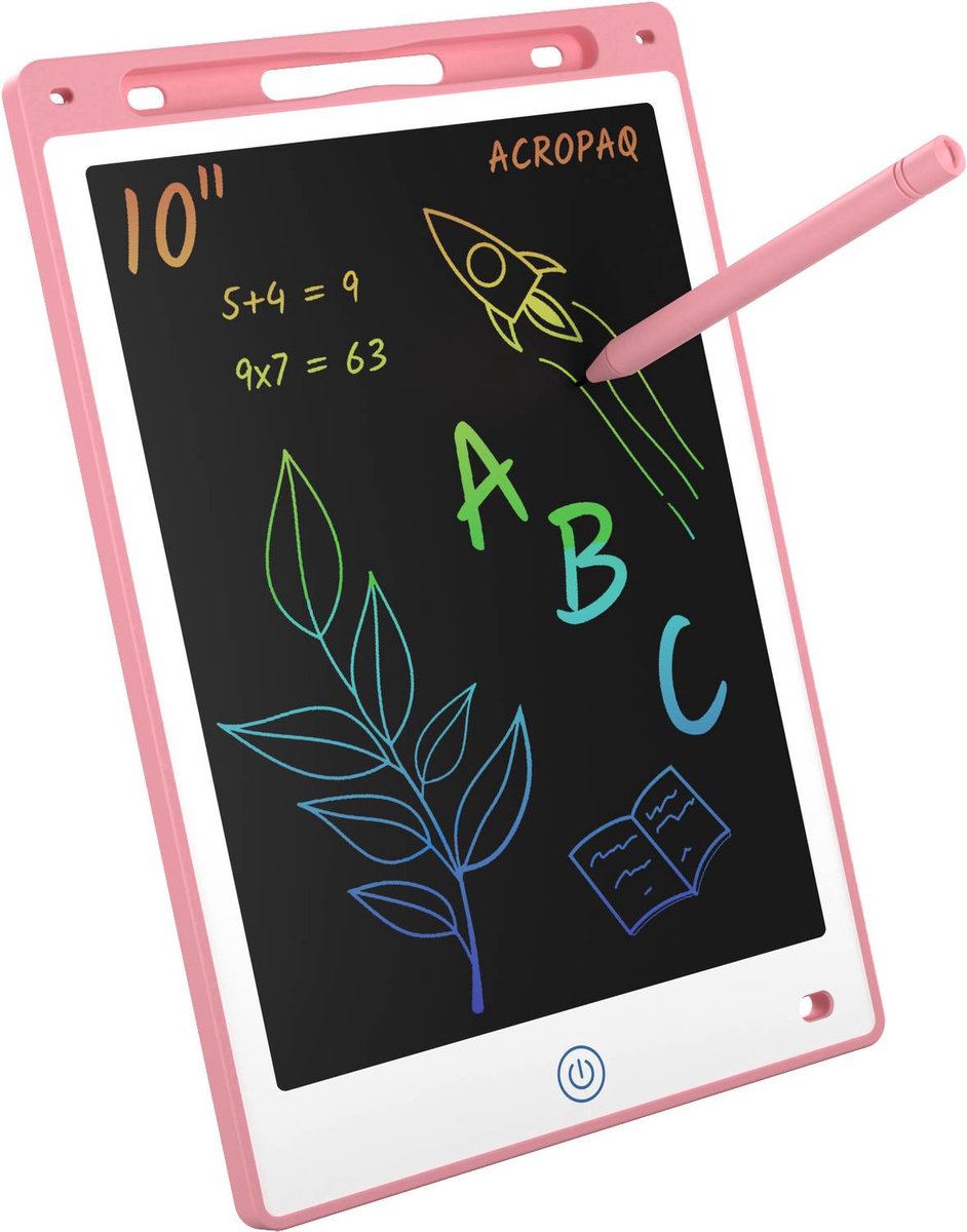 Tekentablet kinderen - 10 inch, Roze met kleurenscherm - Drawing tablet, Grafische tablet, LCD tekentablet - ACROPAQ