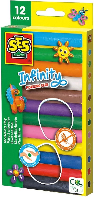 SES Creative Pâte à modeler Infinity - 12 paquets (180gr)