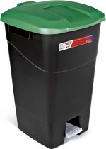 Afvalcontainer 60 litres avec pédale, fond noir et couvercle vert