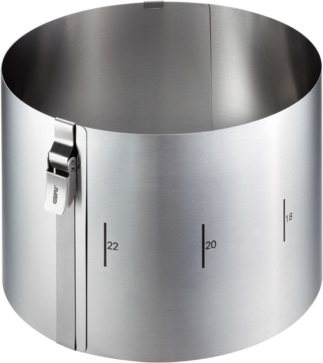 GEFU TONDO CLIP Taartring Verstelbaar Ø16-30 cm – RVS Bakring met Clip – Hoogte 15 cm